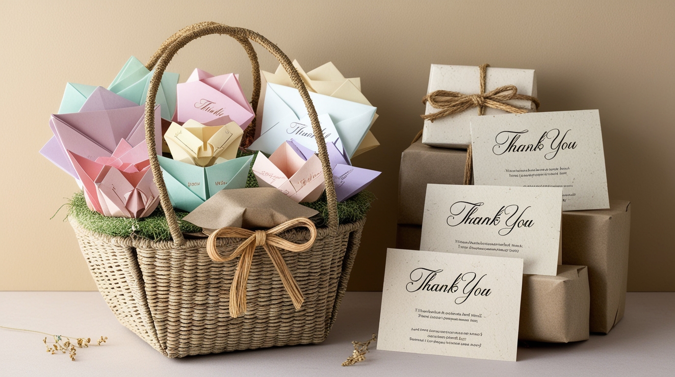 Corporate gift hamper with personalized origami items and eco-friendly packaging