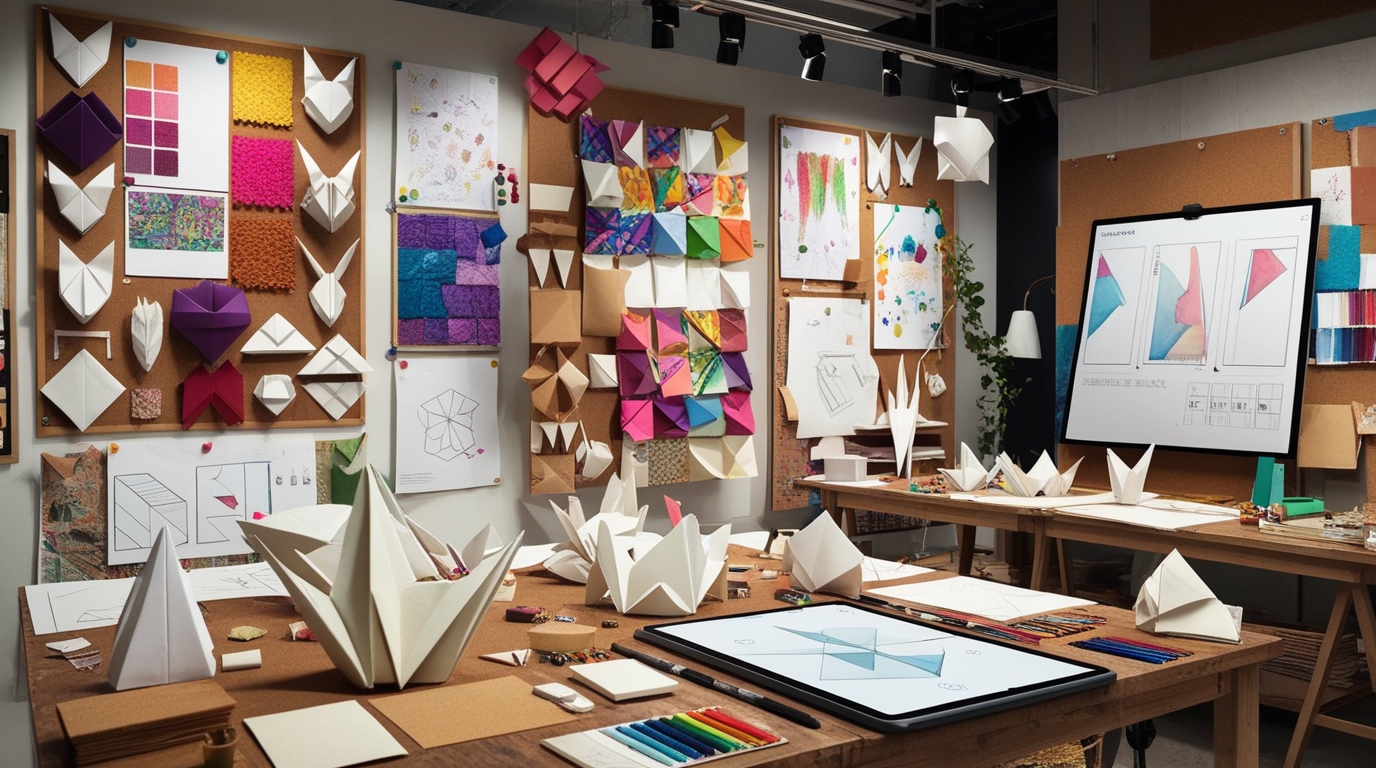 Origami design studio workspace with modern design ideas.
