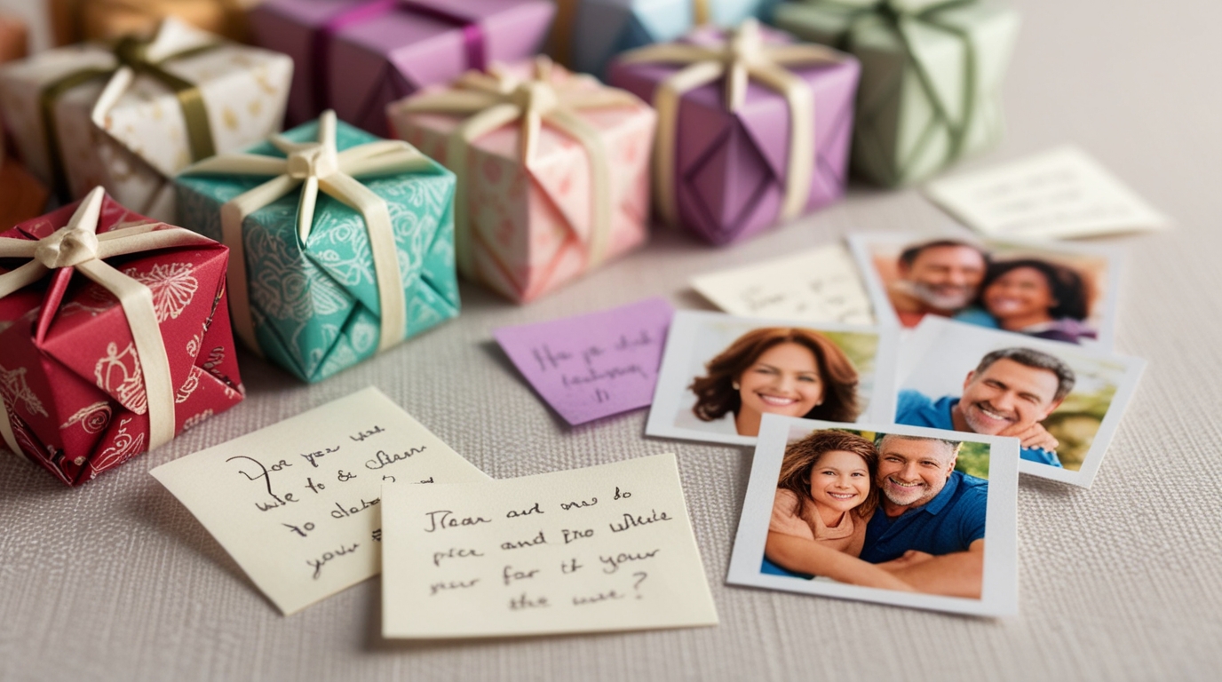 Personalized origami gifts with messages and photos for parents.