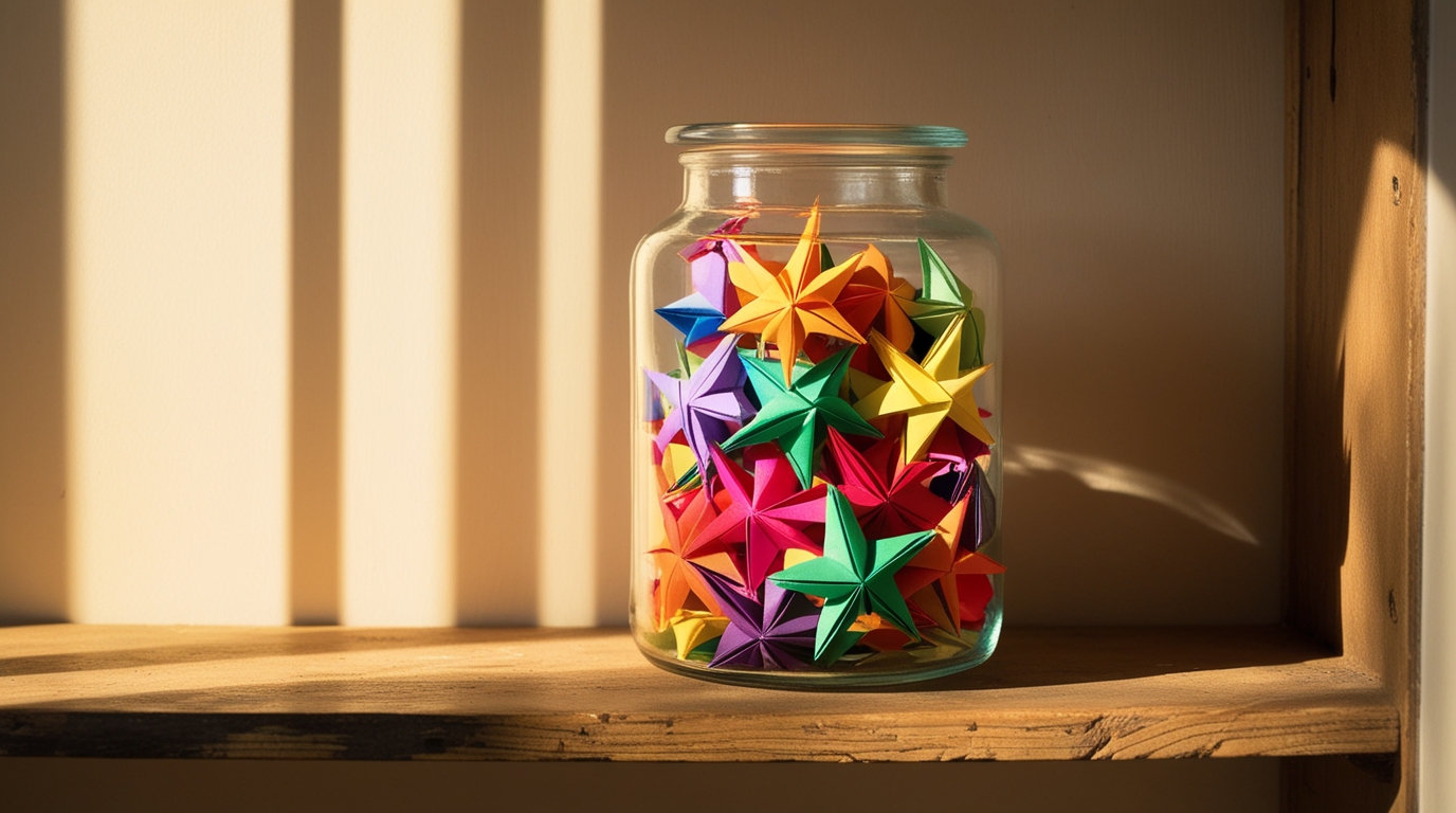 A delicate glass jar filled with a vibrant