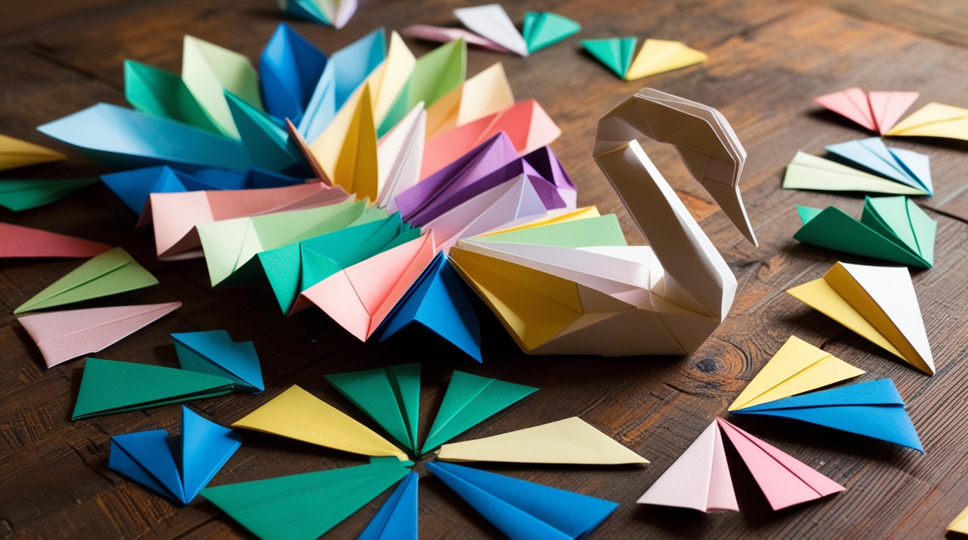 Assembling modular origami swan pieces
