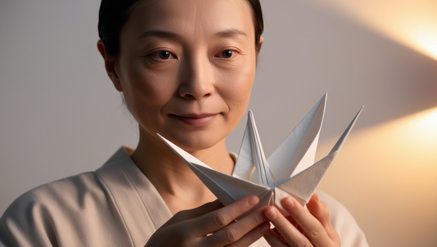 Hands gently holding a handmade origami creation