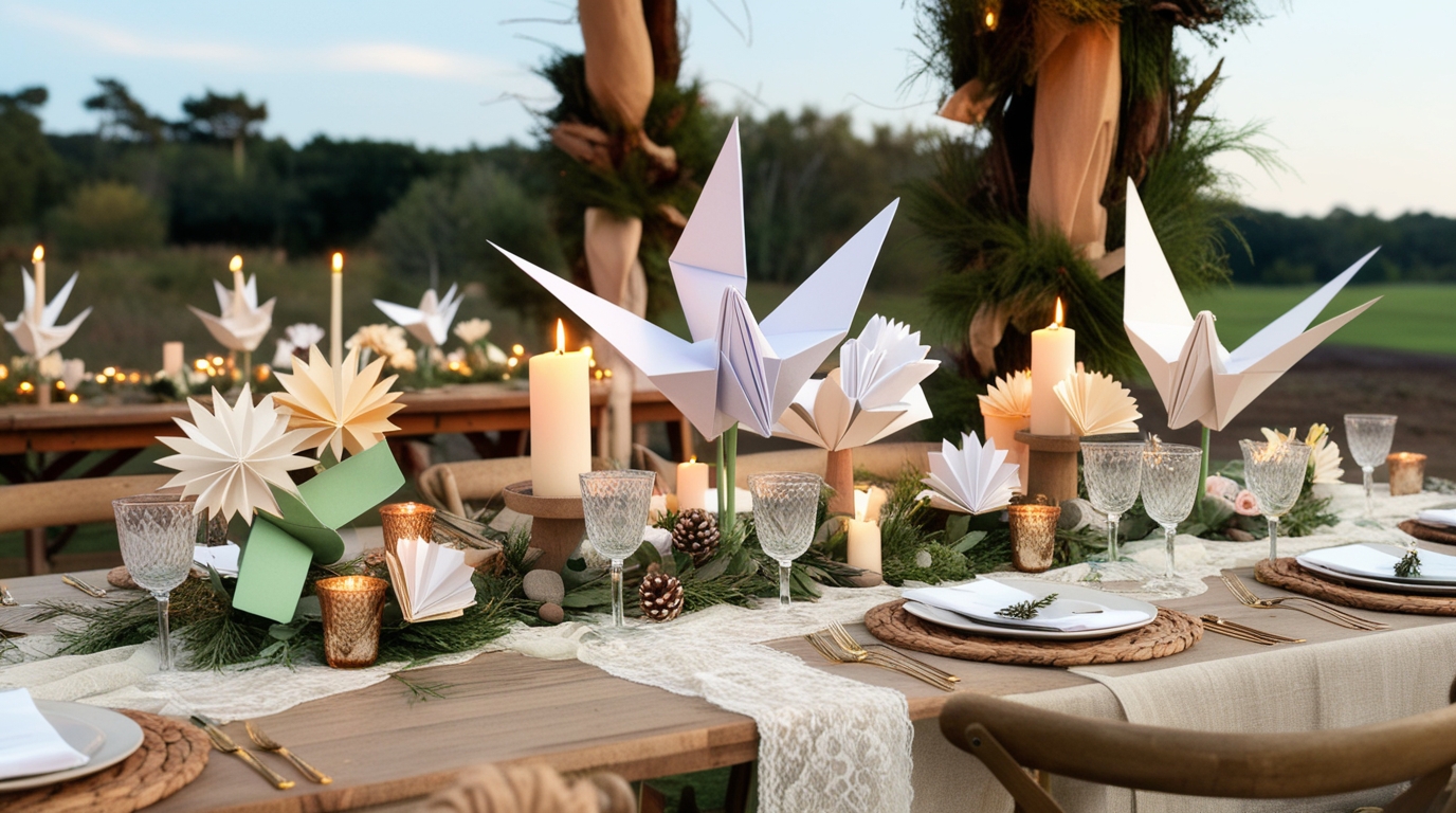 Eco-friendly origami wedding decorations made with recycled paper