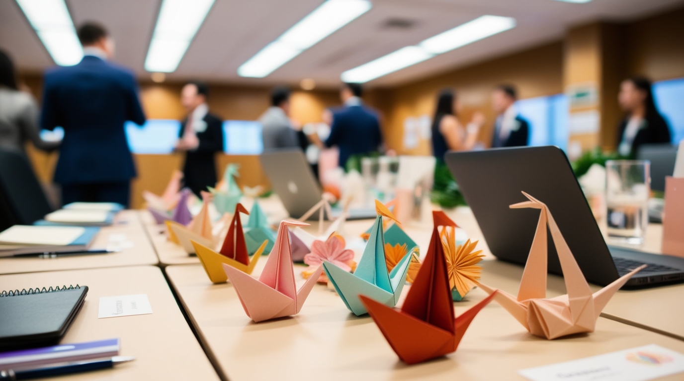 Custom origami corporate gifts for employees representing creativity and teamwork.