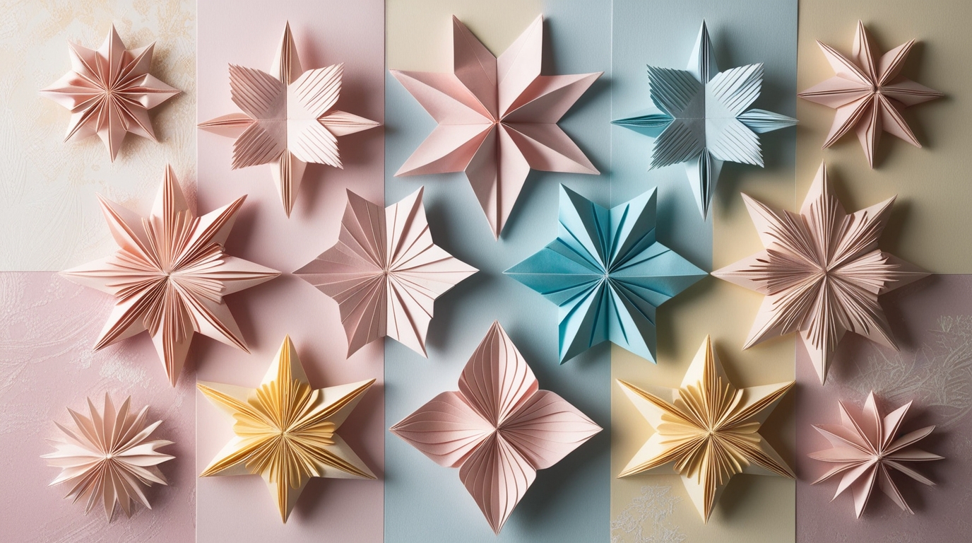 Symmetrical origami designs showing geometric precision and folded balance.