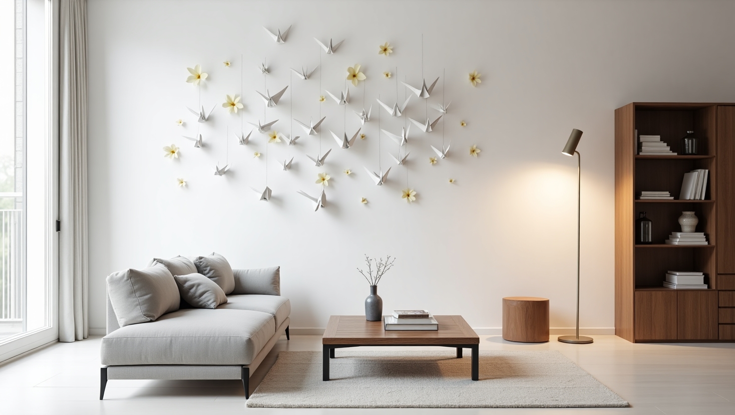 a sleek modern living room with a minimalist aestheti