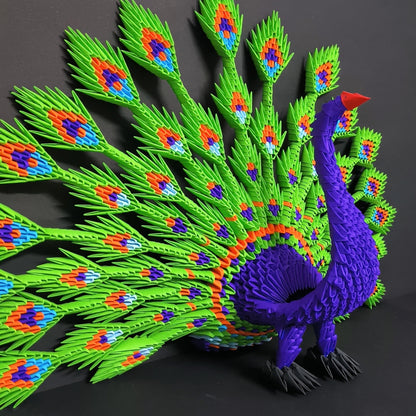 Vibrant 3D Origami Peacock – Handcrafted Decorative Masterpiece