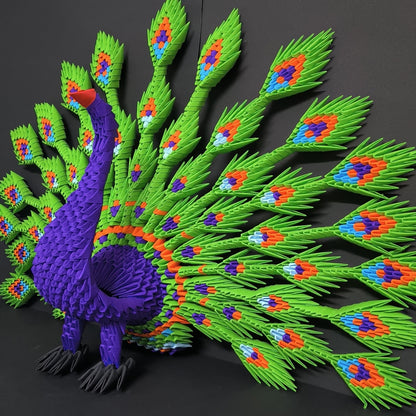 Vibrant 3D Origami Peacock – Handcrafted Decorative Masterpiece