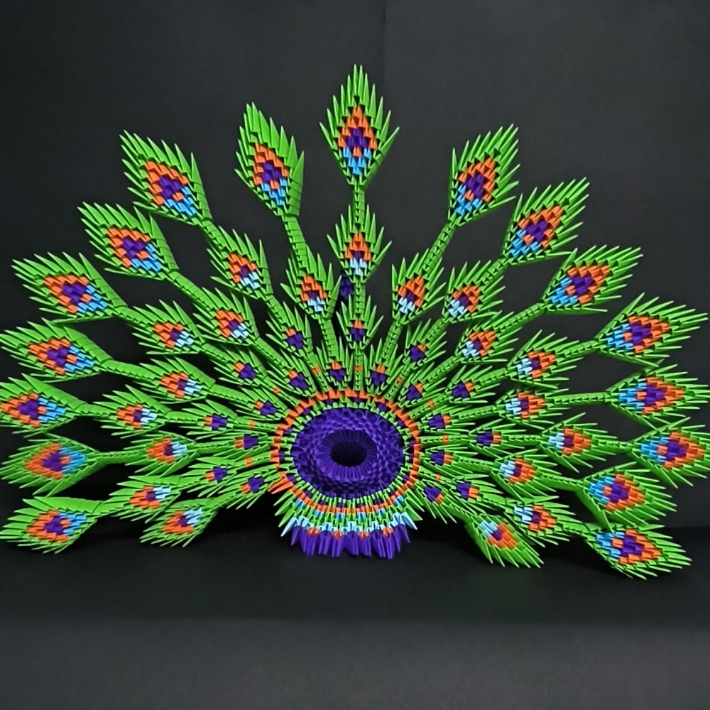 Vibrant 3D Origami Peacock – Handcrafted Decorative Masterpiece