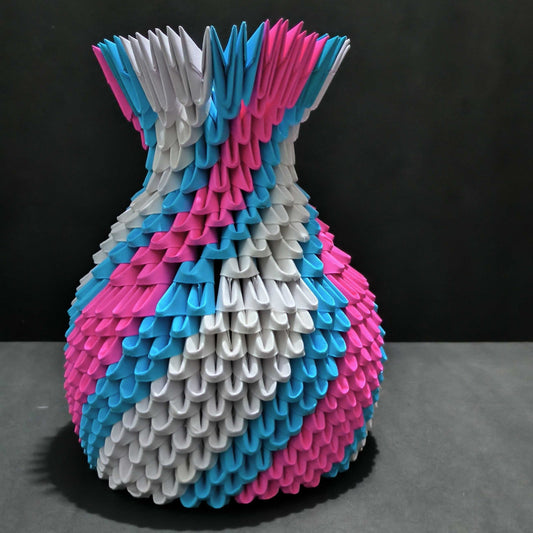 Elegant 3D Origami Flower Pot – Handcrafted Vibrant Art Piece