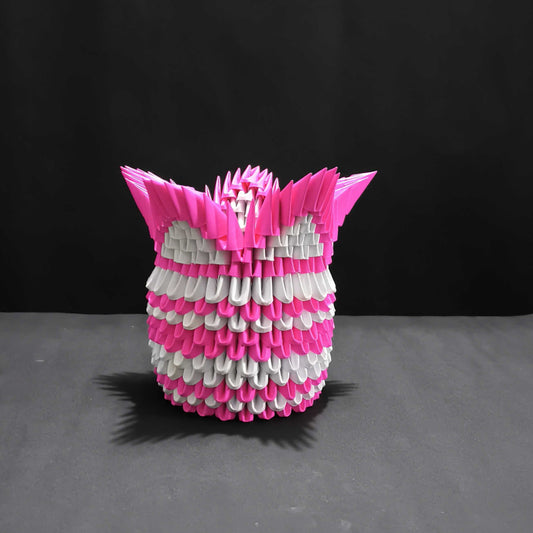 Handcrafted 3D Origami Pink Star Basket – Decorative Art Piece