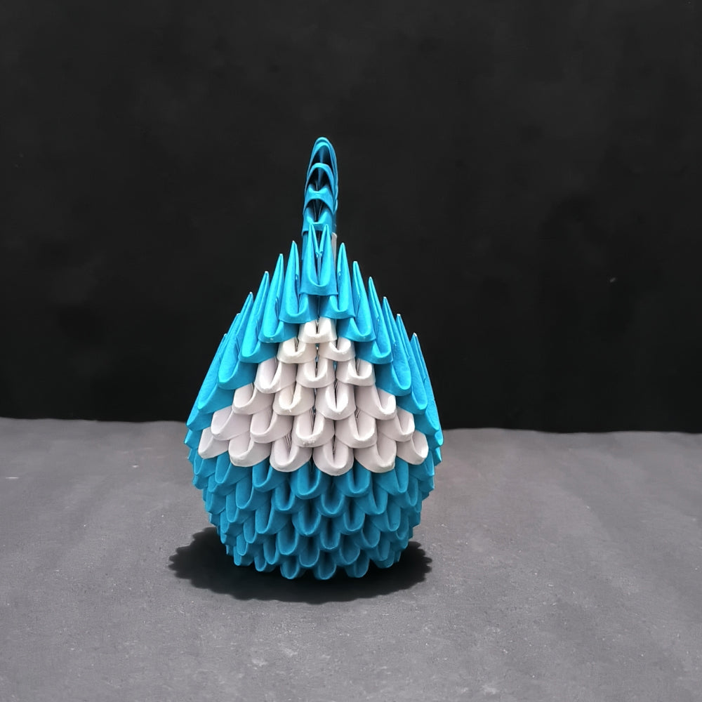 Handcrafted 3D Origami Swan Sculpture – Blue and White