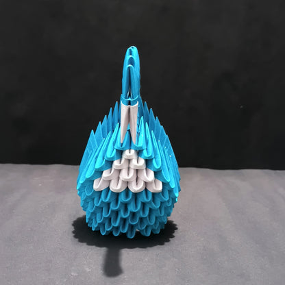 Handcrafted 3D Origami Swan Sculpture – Blue and White