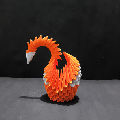 Vibrant 3D Origami Swan Sculpture – Orange and White