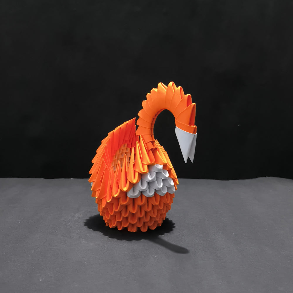 Vibrant 3D Origami Swan Sculpture – Orange and White