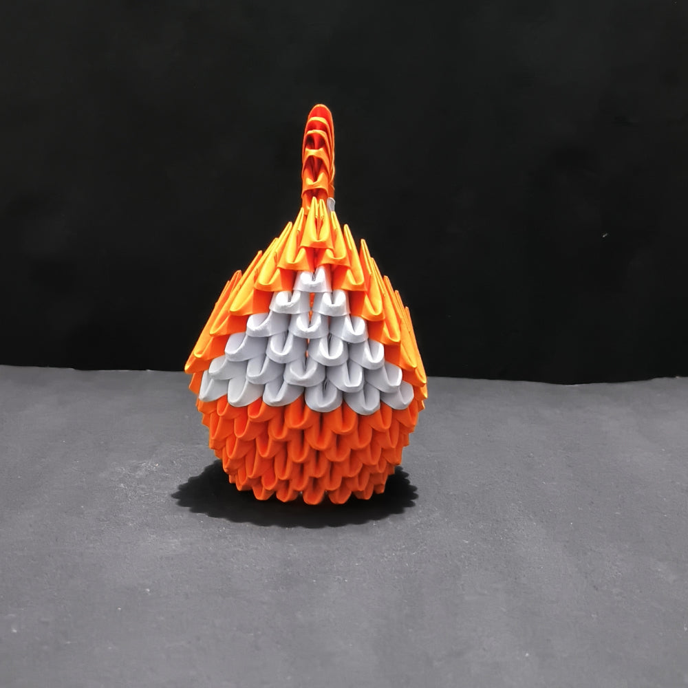 Vibrant 3D Origami Swan Sculpture – Orange and White