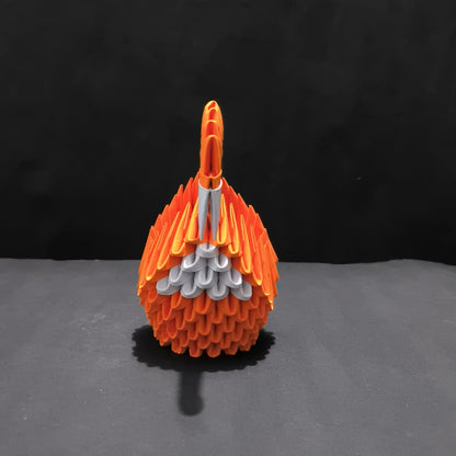 Vibrant 3D Origami Swan Sculpture – Orange and White