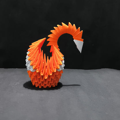 Vibrant 3D Origami Swan Sculpture – Orange and White