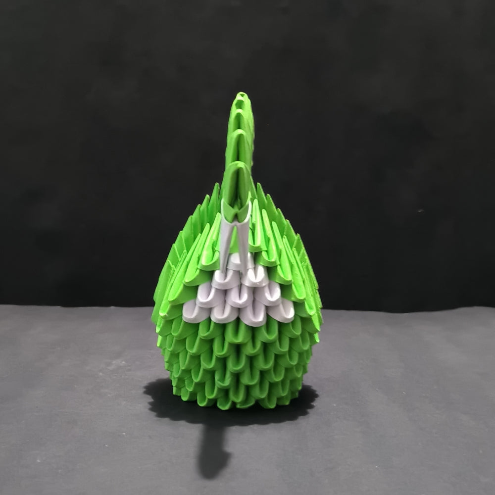 Majestic 3D Origami Swan Sculpture – Green and White