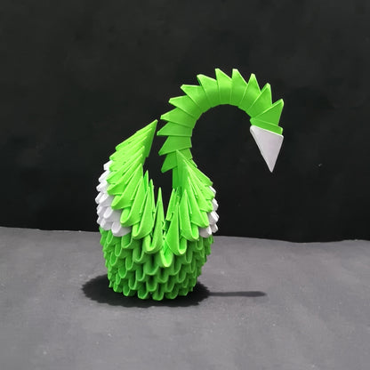 Majestic 3D Origami Swan Sculpture – Green and White