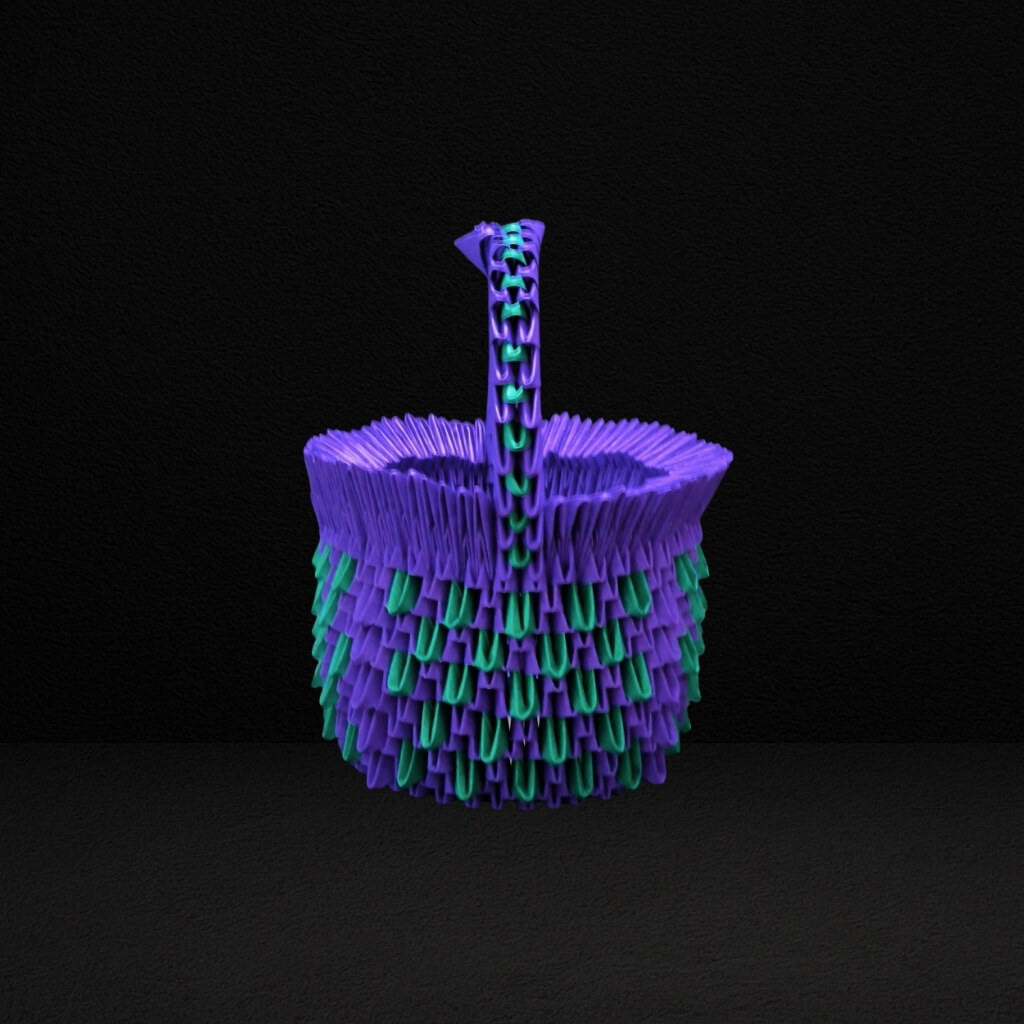 Elegant 3D Origami Basket – Handcrafted Decorative Piece