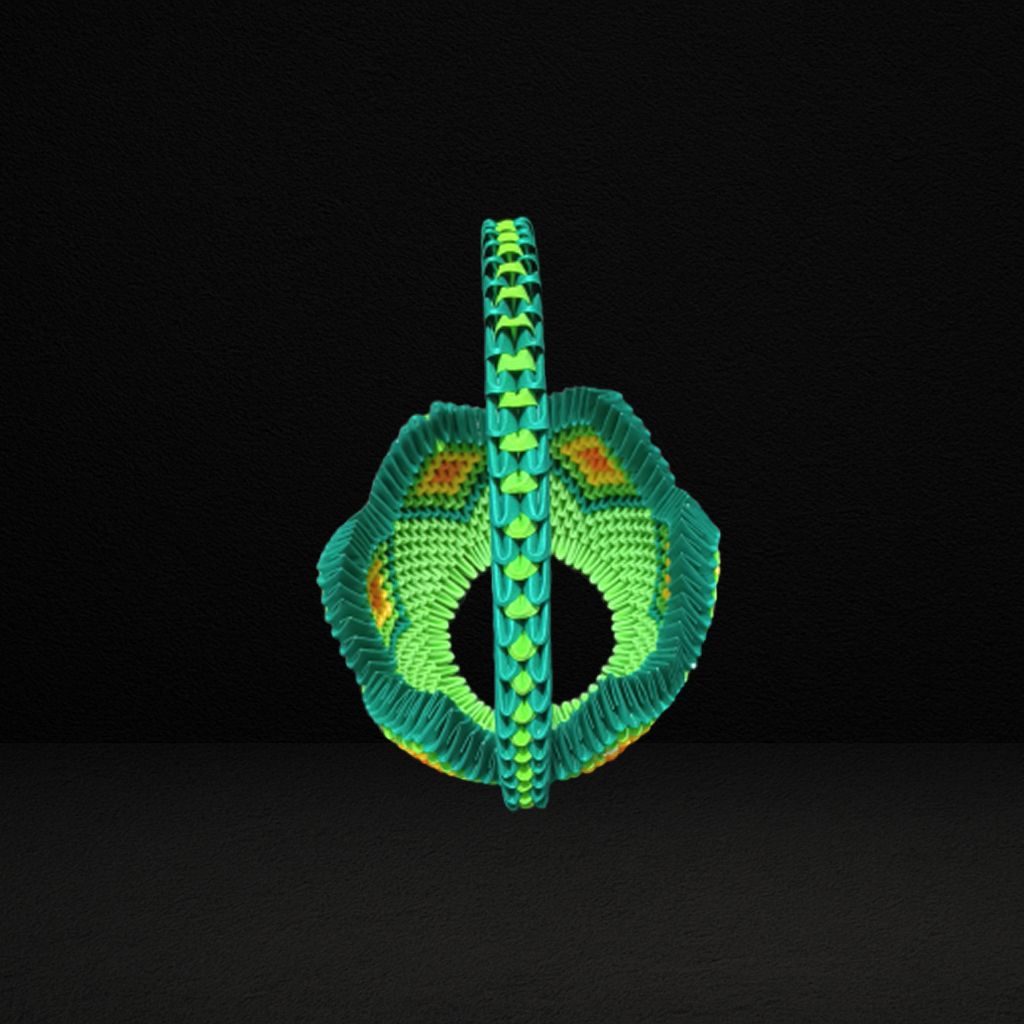 Tropical Diamond 3D Origami Basket with Handle – Handcrafted Decorative Paper Art