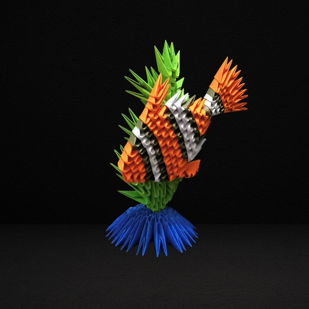 Vibrant 3D Origami Tropical Fish – Handcrafted Decorative Art Piece