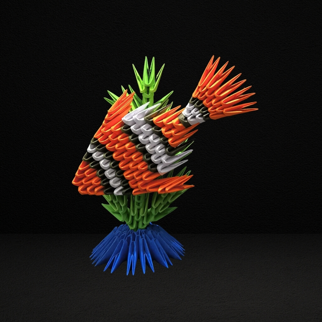 Vibrant 3D Origami Tropical Fish – Handcrafted Decorative Art Piece