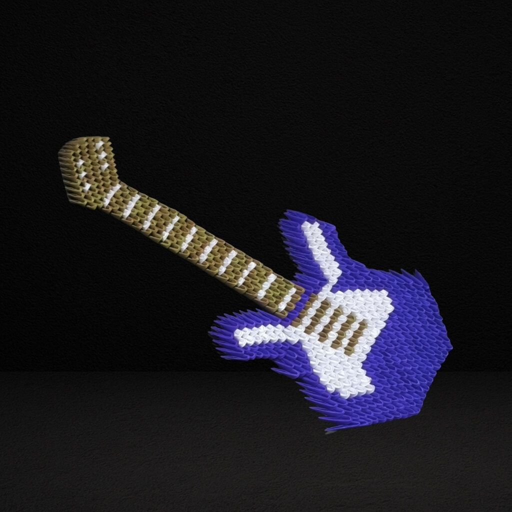 3D Origami Guitar – Handmade Paper Art Musical Showpiece