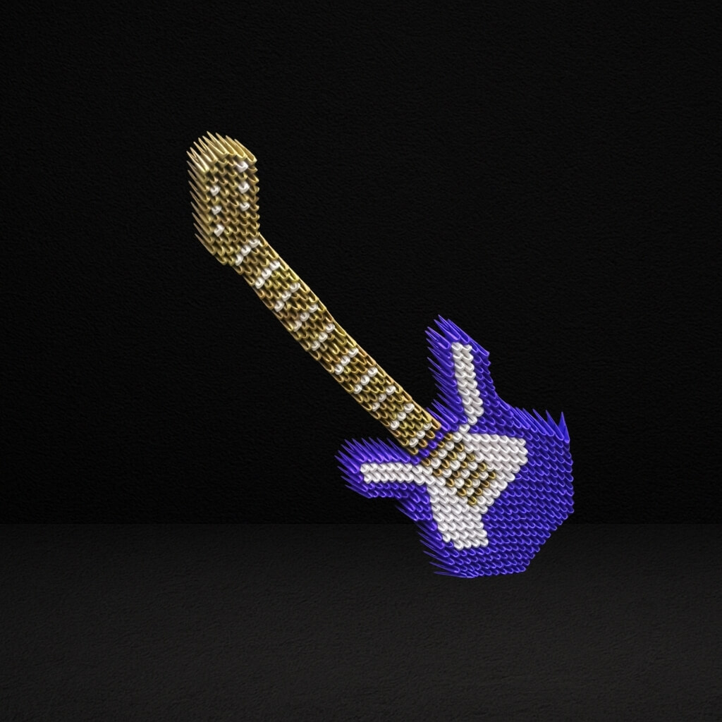 3D Origami Guitar – Handmade Paper Art Musical Showpiece