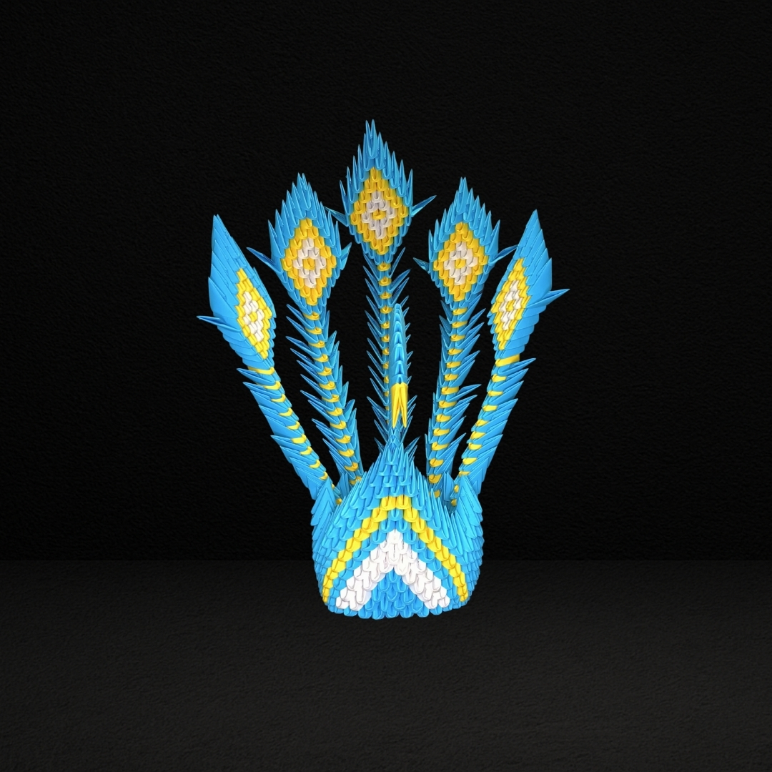 Regal Blue 3D Origami Peacock – Handcrafted Decorative Paper Art Sculpture