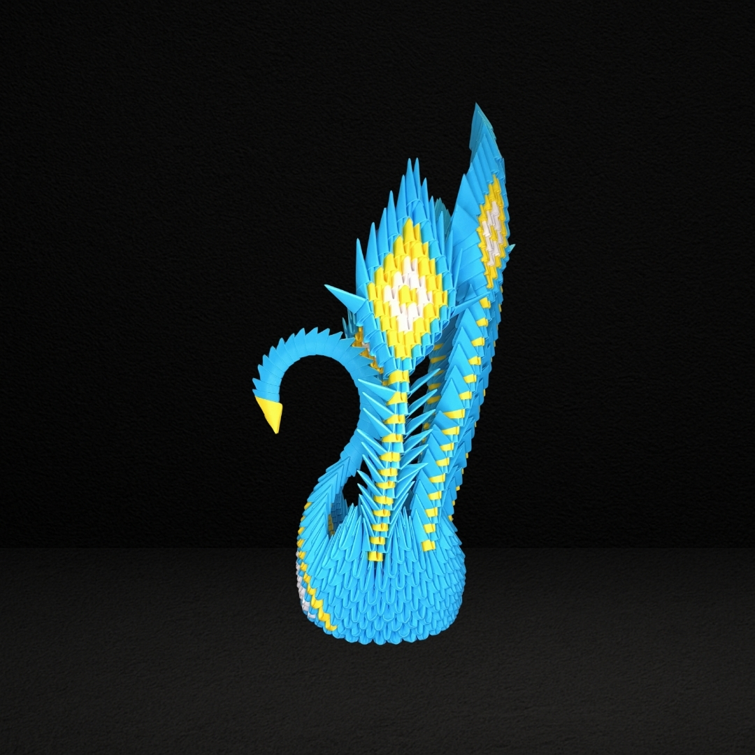 Regal Blue 3D Origami Peacock – Handcrafted Decorative Paper Art Sculpture