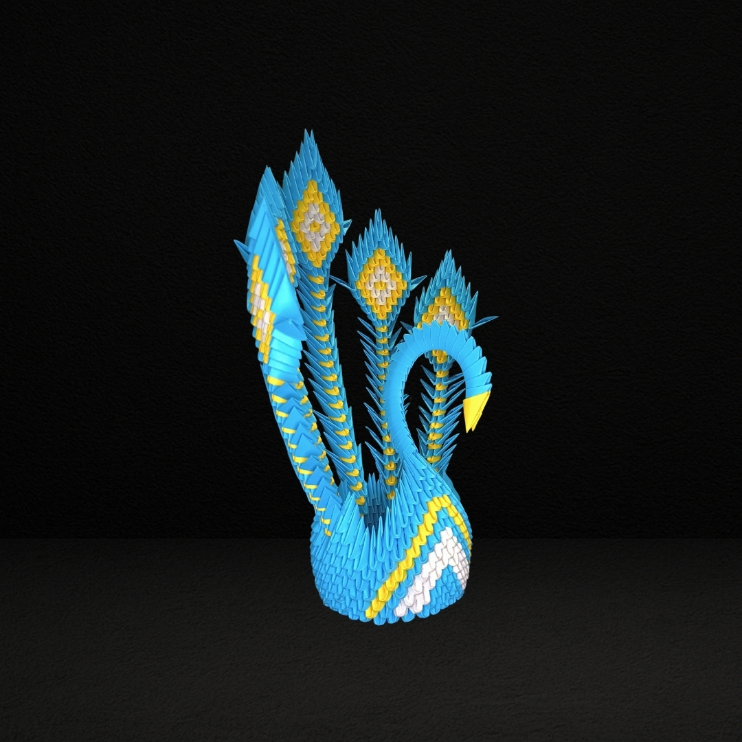 Regal Blue 3D Origami Peacock – Handcrafted Decorative Paper Art Sculpture