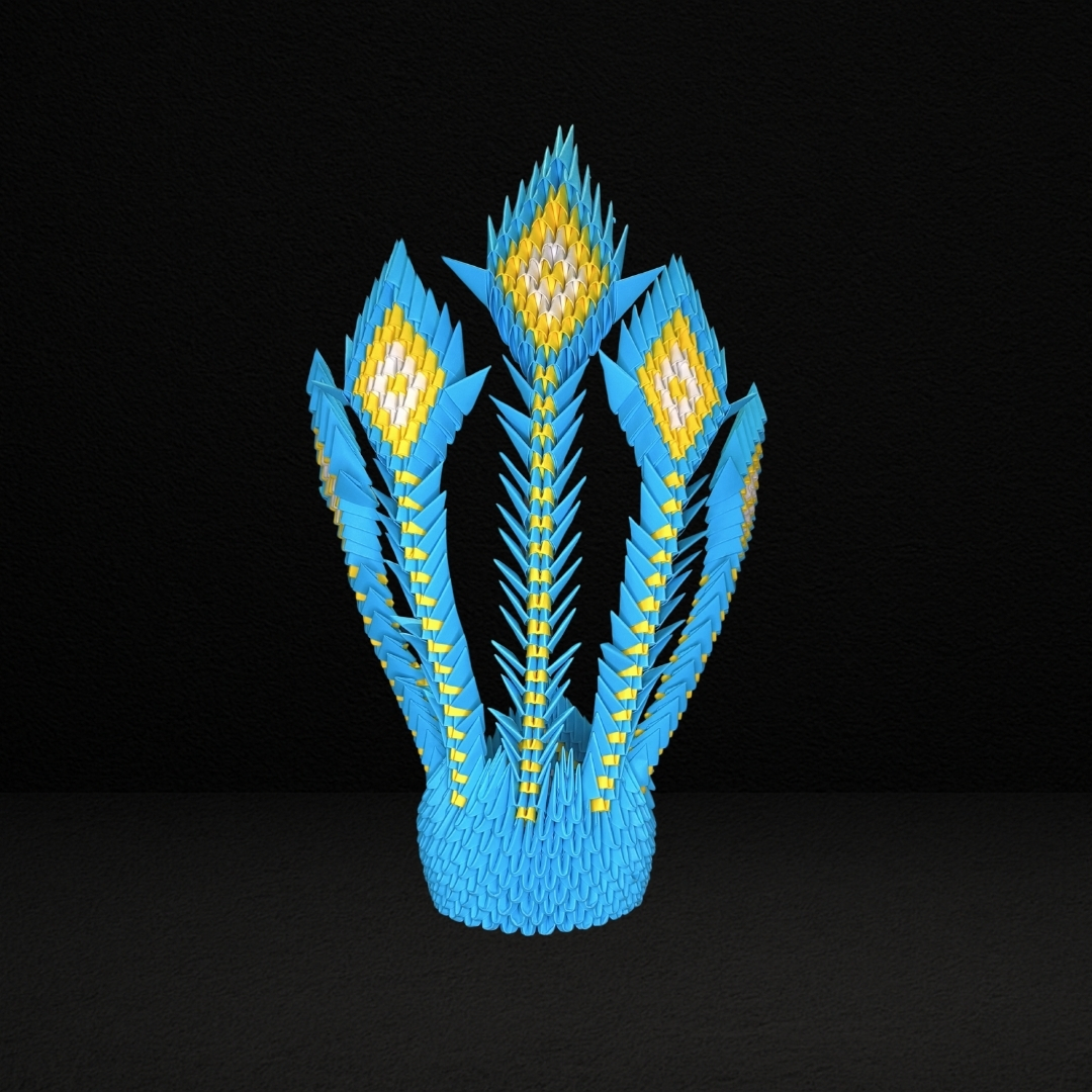 Regal Blue 3D Origami Peacock – Handcrafted Decorative Paper Art Sculpture