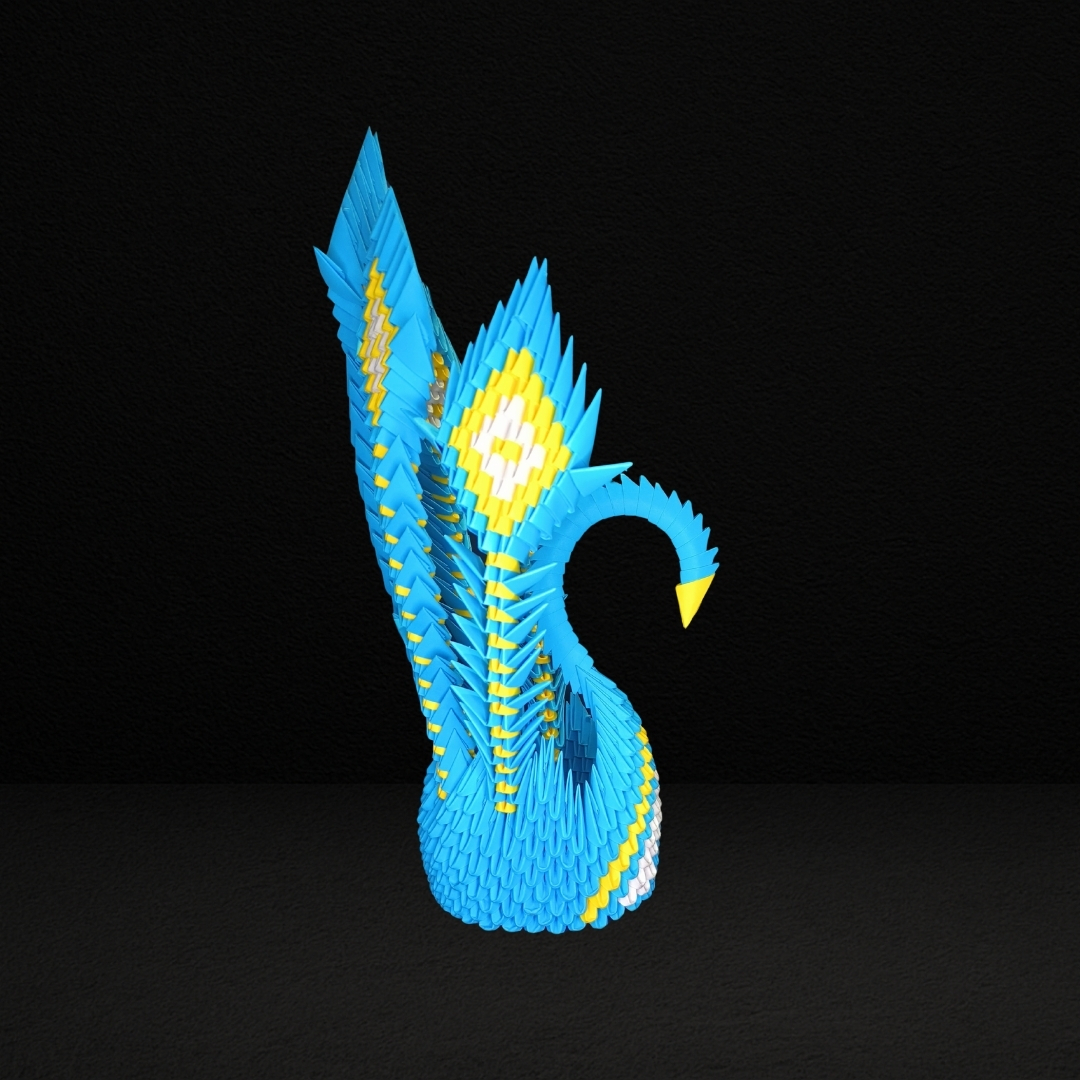 Regal Blue 3D Origami Peacock – Handcrafted Decorative Paper Art Sculpture