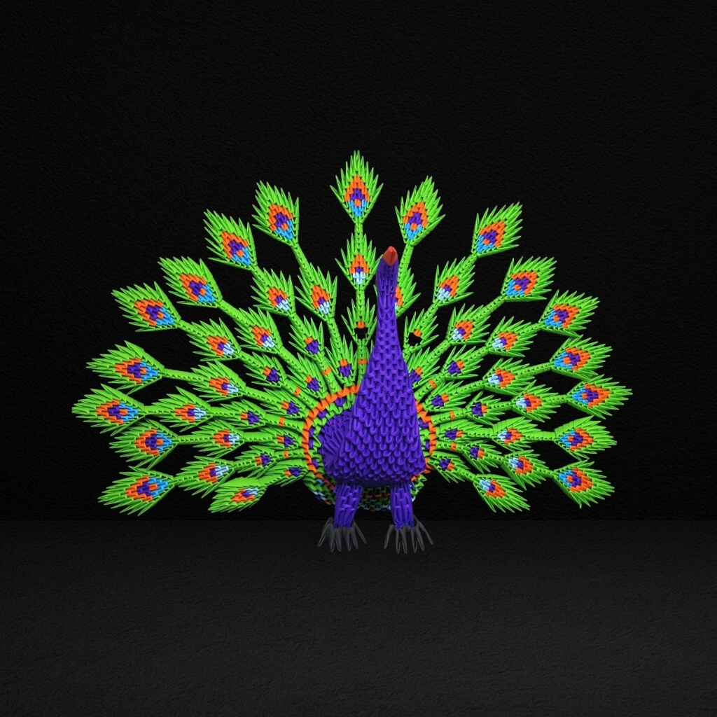 Vibrant 3D Origami Peacock – Handcrafted Decorative Masterpiece