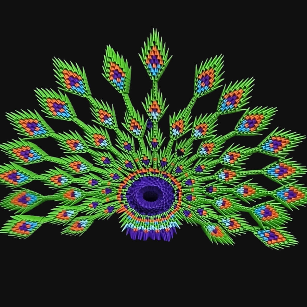 Vibrant 3D Origami Peacock – Handcrafted Decorative Masterpiece