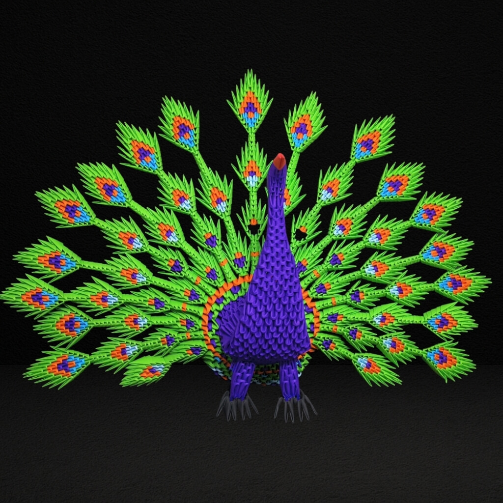 Vibrant 3D Origami Peacock – Handcrafted Decorative Masterpiece