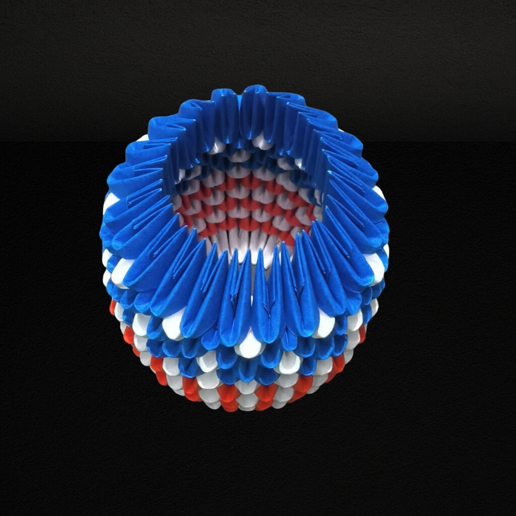 Tricolor 3D Origami Pen Stand – Handcrafted Red, White & Blue Desk Organizer