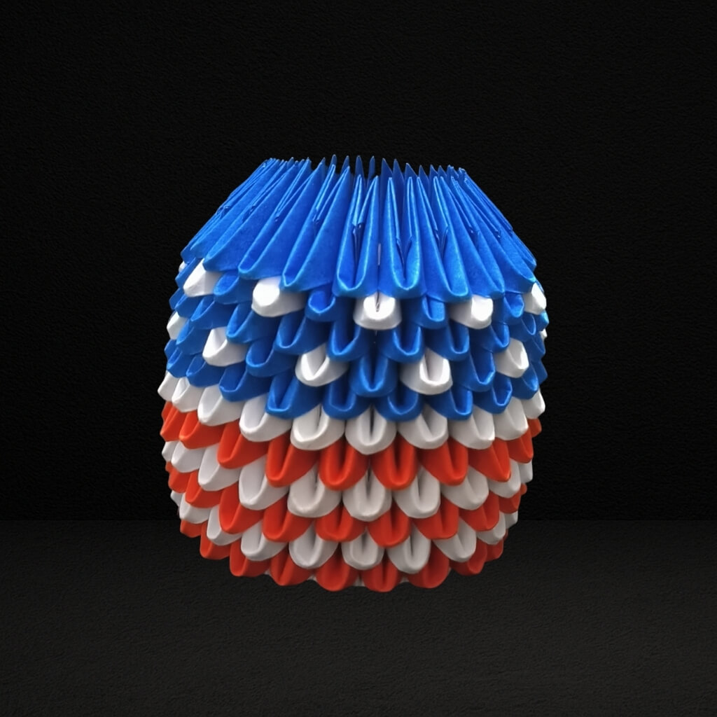 Tricolor 3D Origami Pen Stand – Handcrafted Red, White & Blue Desk Organizer