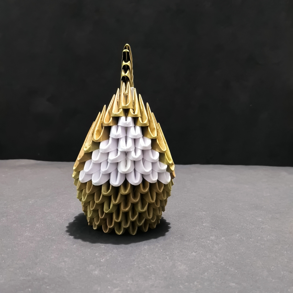 Exquisite 3D Origami Swan Sculpture – Brown and White