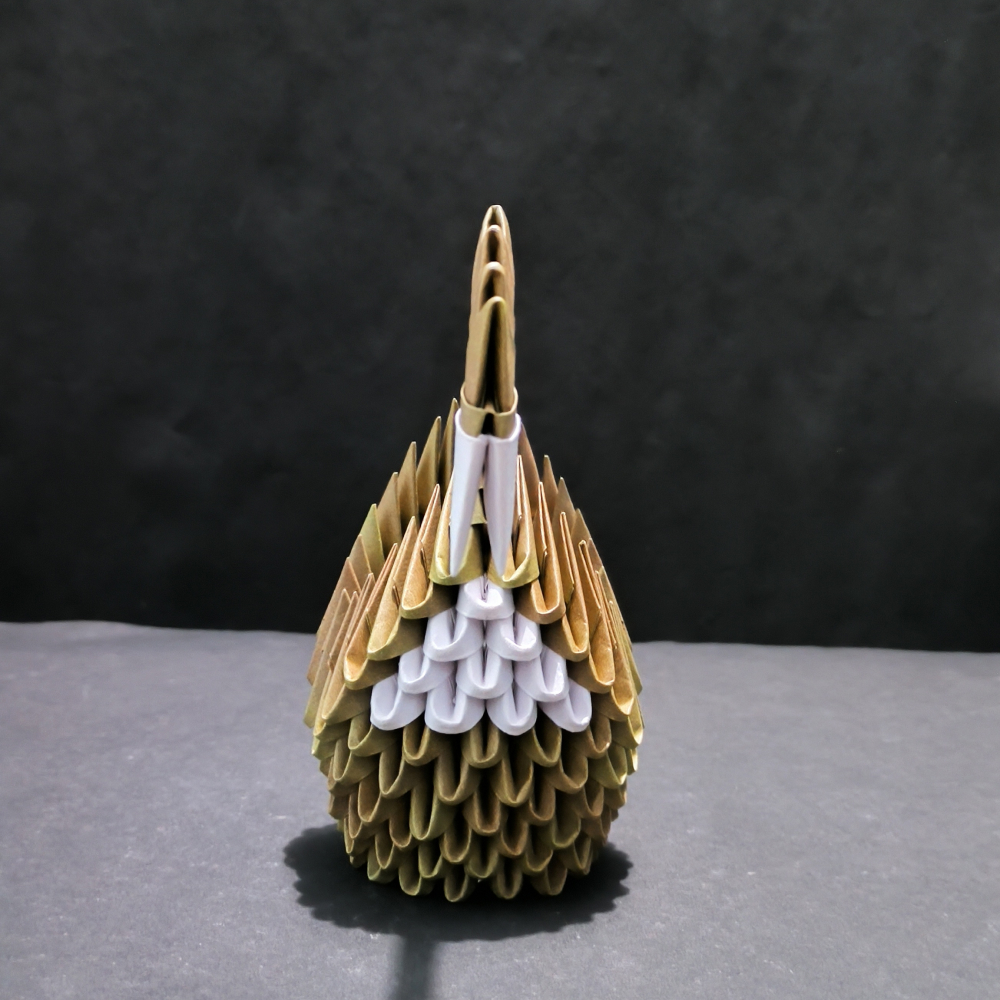 Exquisite 3D Origami Swan Sculpture – Brown and White