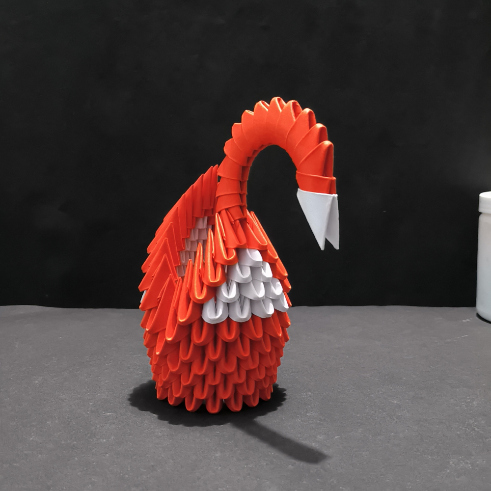 Elegant 3D Origami Swan Sculpture – Red and White