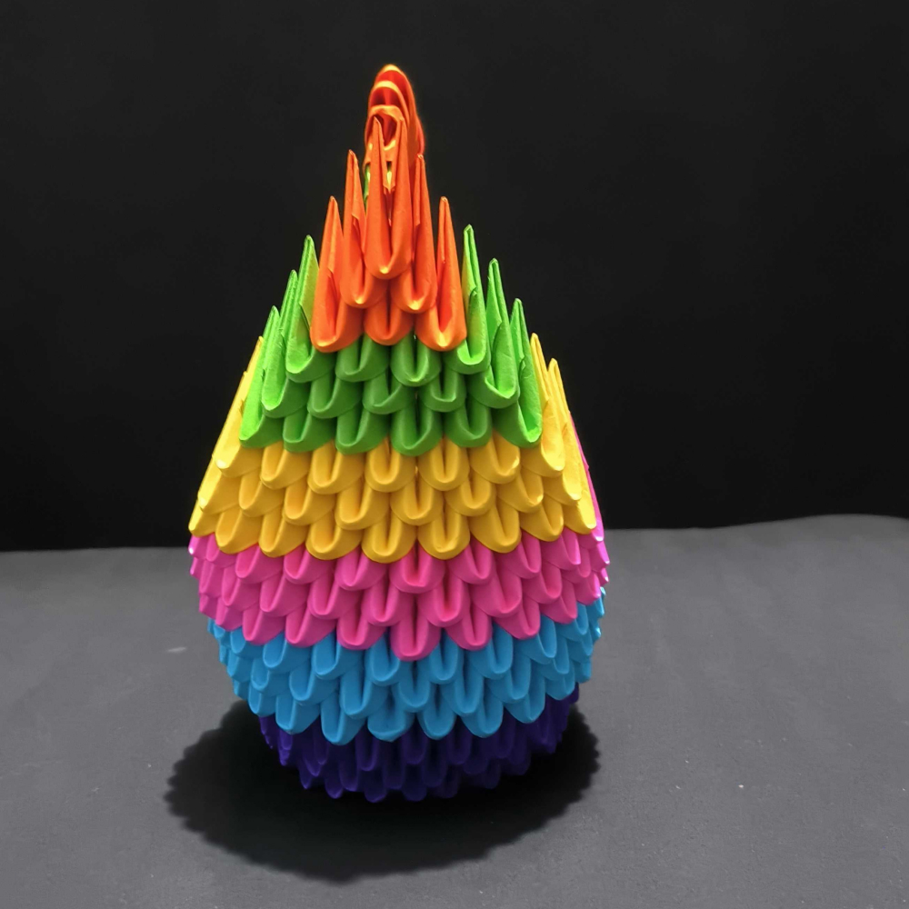 Vibrant 3D Origami Rainbow Swan – Handcrafted Decorative Art Piece