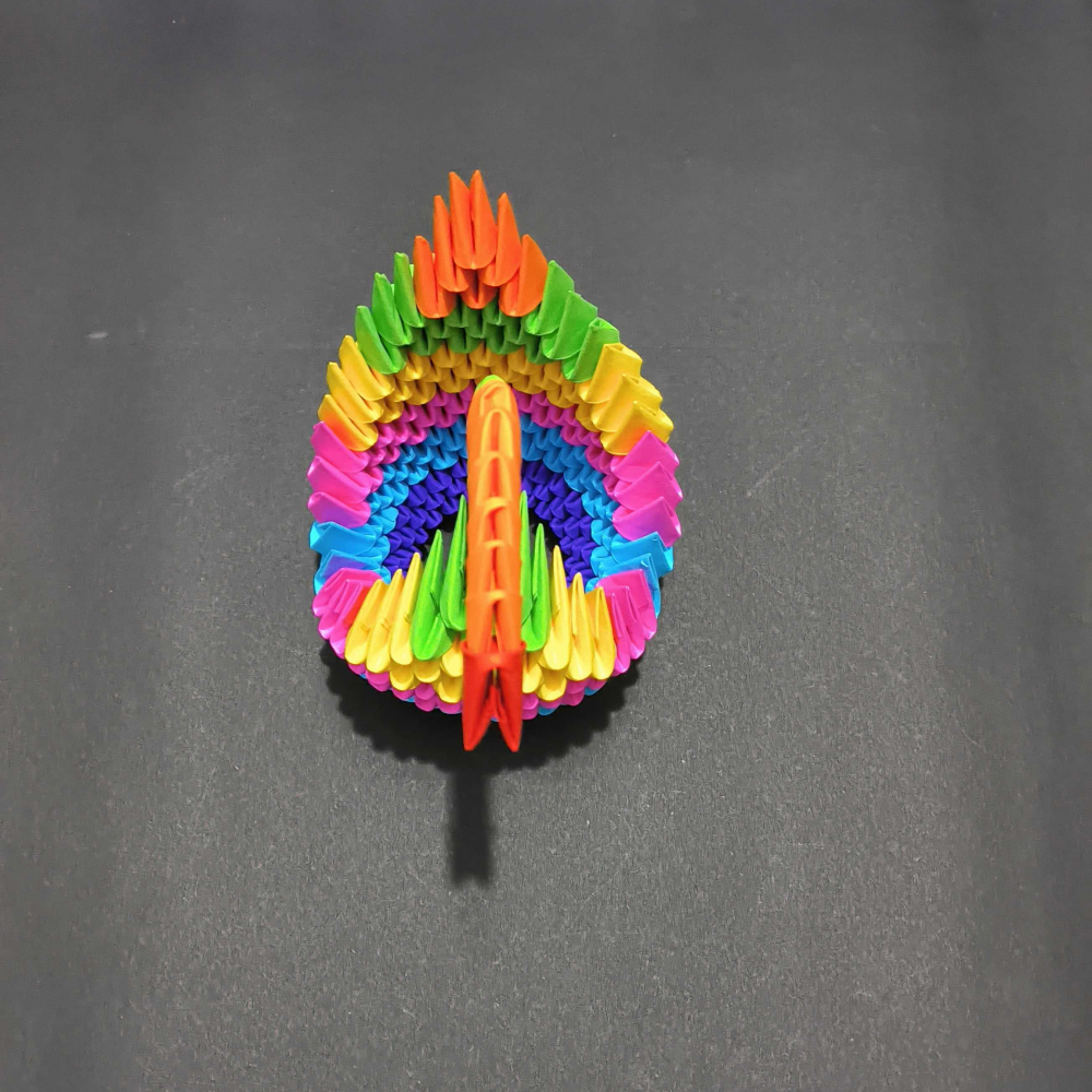 Vibrant 3D Origami Rainbow Swan – Handcrafted Decorative Art Piece