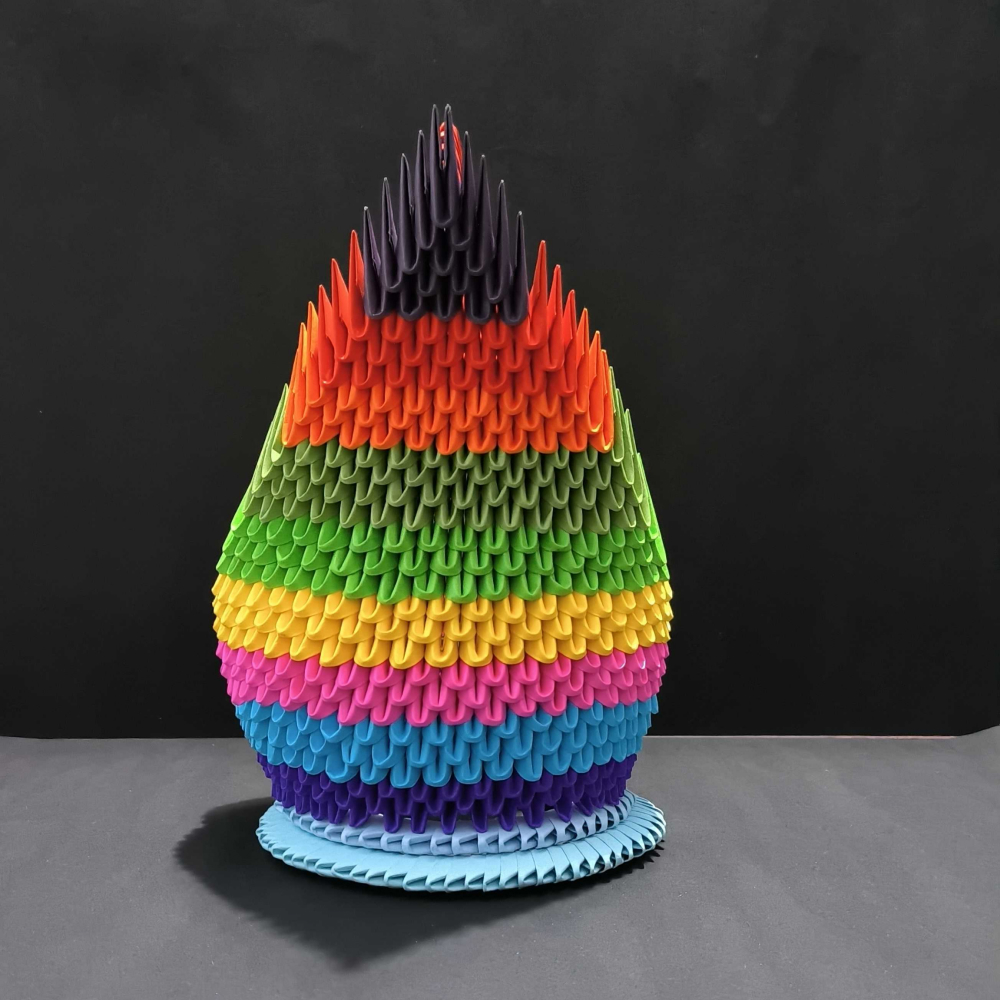 Majestic 3D Origami Rainbow Swan – Handcrafted Decorative Art Piece