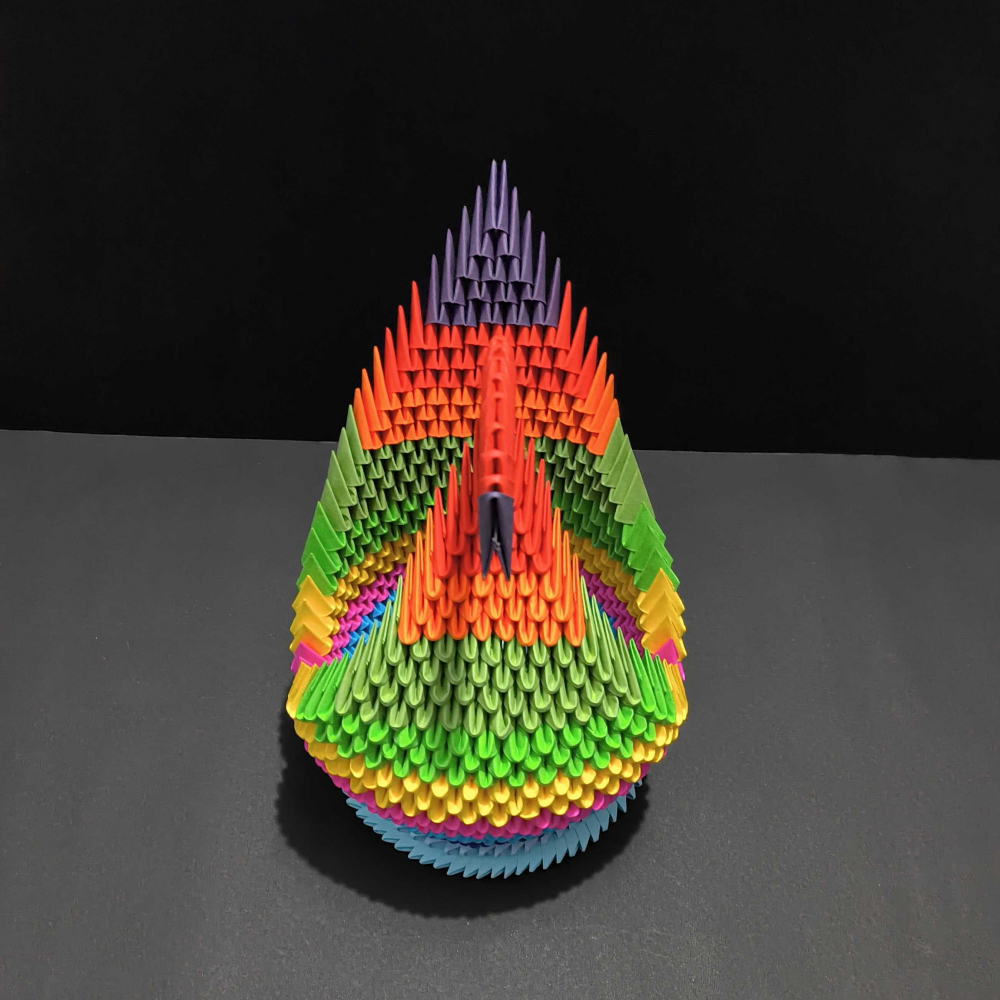 Majestic 3D Origami Rainbow Swan – Handcrafted Decorative Art Piece