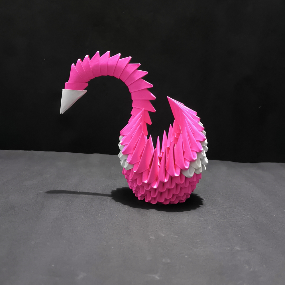 Charming 3D Origami Pink Swan – Handcrafted Decorative Art Piece