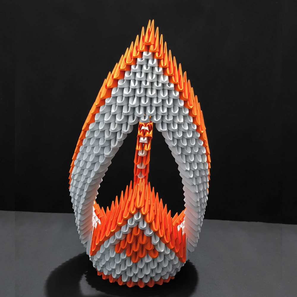 Graceful 3D Origami Orange Swan – Handcrafted Decorative Sculpture
