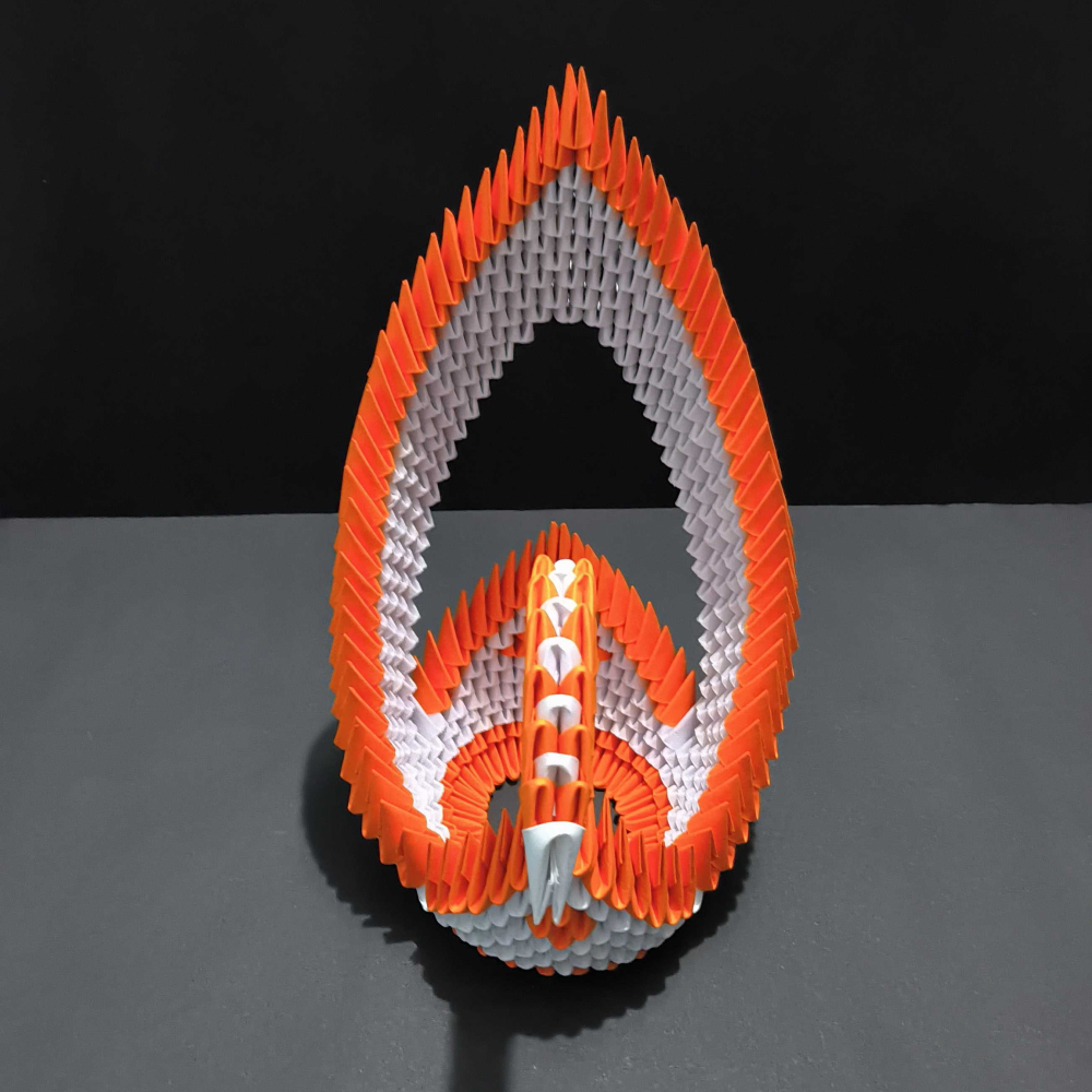 Graceful 3D Origami Orange Swan – Handcrafted Decorative Sculpture